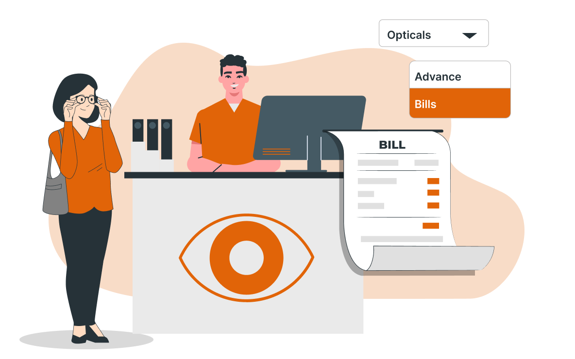 Effortless optical billing and customer management with streamlined tools for advances and transactions