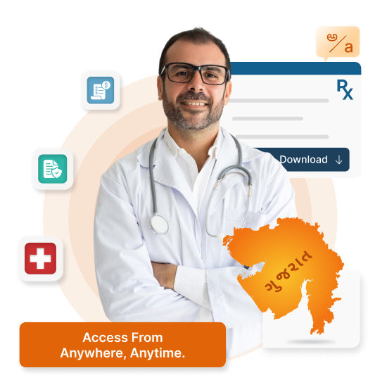 Cloud-based HMS for clinics & hospitals in Gujarat - NABH compliant, supports Gujarati, English & Hindi.